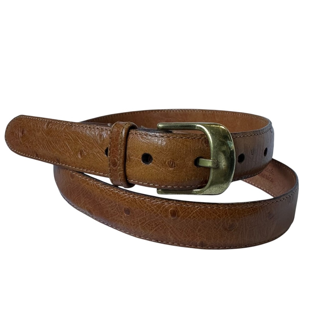 Martin Dingman Brown Leather Belt with Brass Buckle